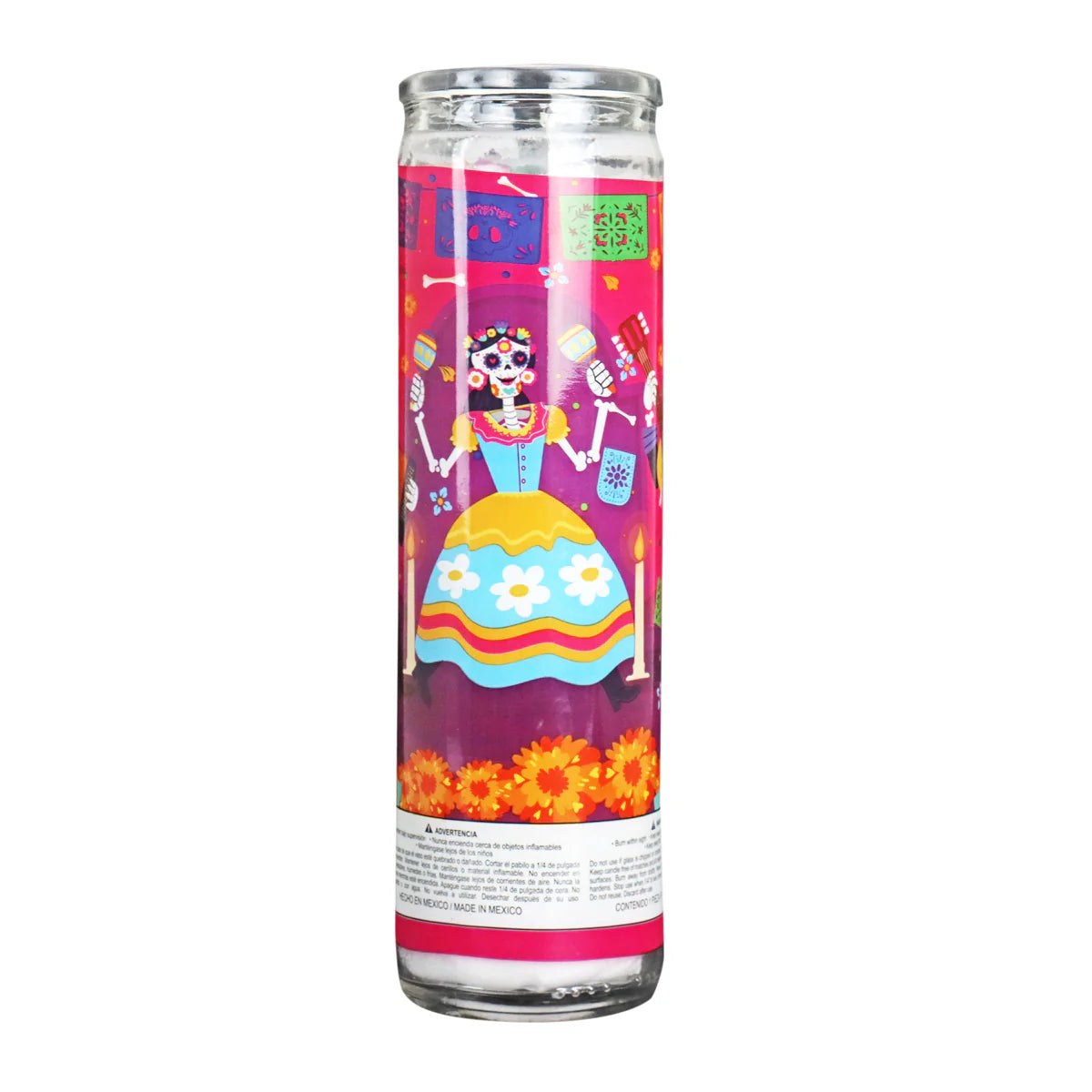 VELADORA CATRINA ROSADA 12 PZ PER BOX