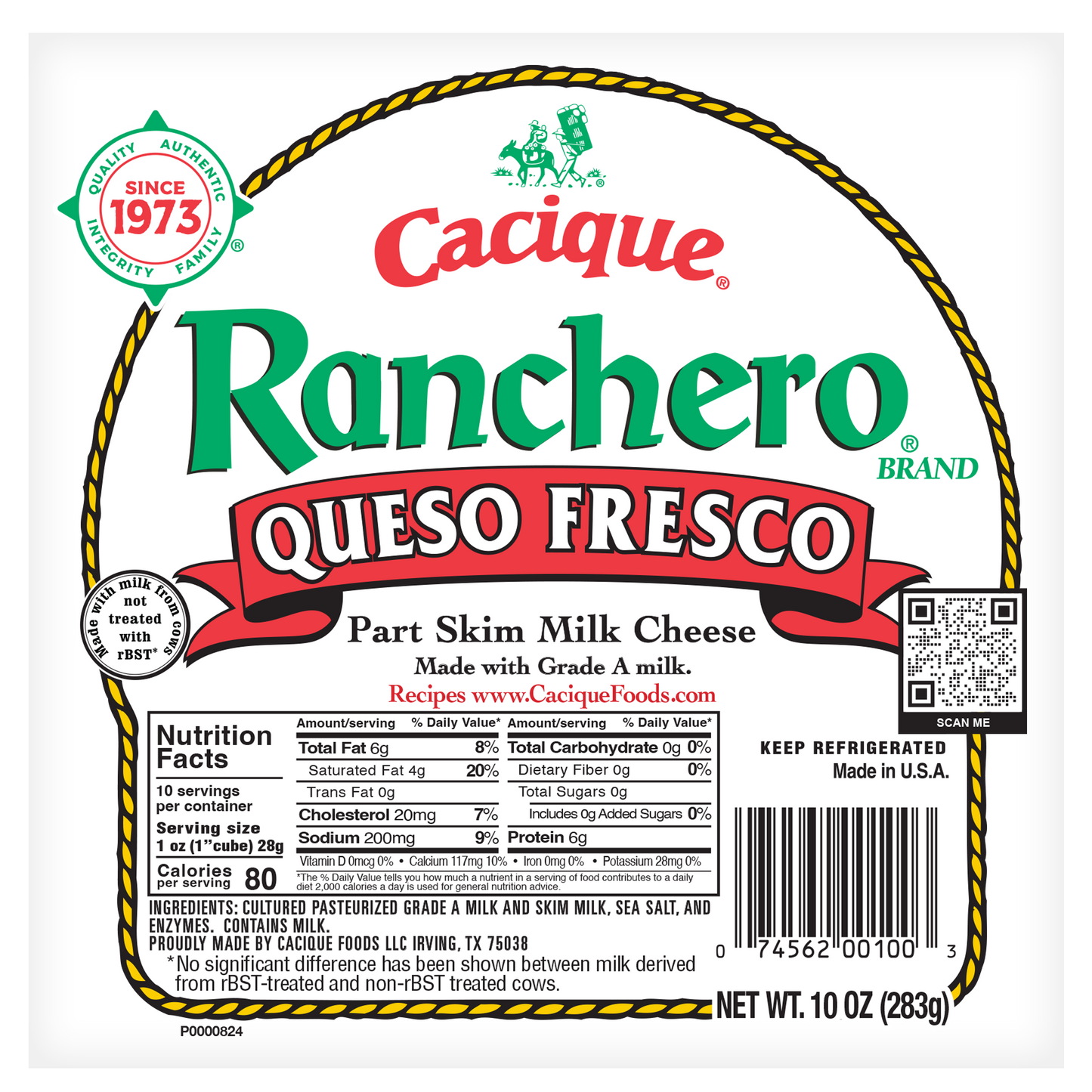 CACIQUE QUESO FRESCO RANCHERO 12/10