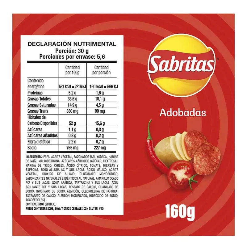 SABRITAS PAPAS ADOBADA 30pz